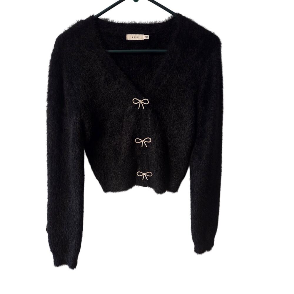 Lush Bow Eyelash Soft and Plush Knit Sweater Size Small